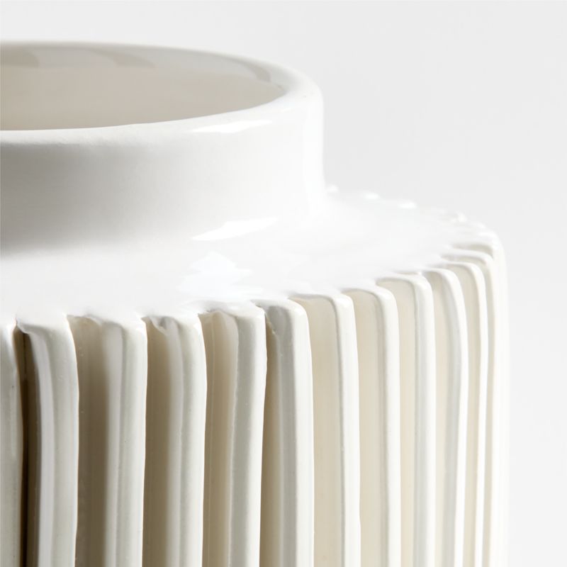 Della Tall White Ceramic Ribbed Vase 15" - image 5 of 6