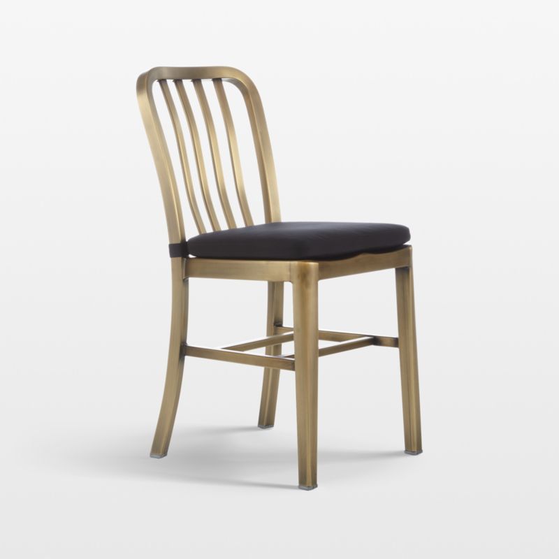 Delta Brass Side Chair with Black Cushion