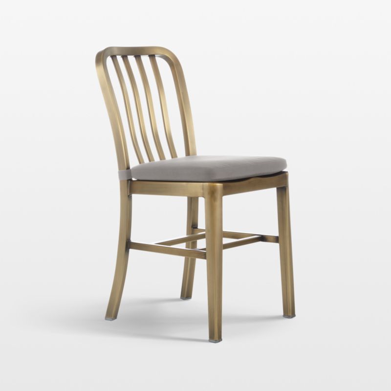 Delta Brass Side Chair with Alloy Grey Cushion