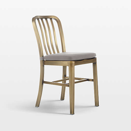 Delta Brass Side Chair with Alloy Grey Cushion