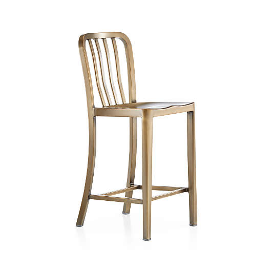 Delta Brass Counter Stool with Black Cushion