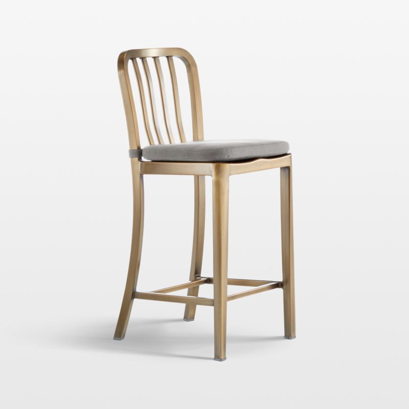 Delta Brass Counter Stool with Alloy Grey Cushion
