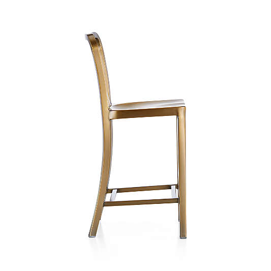 Delta Brass Counter Stool with Alloy Grey Cushion