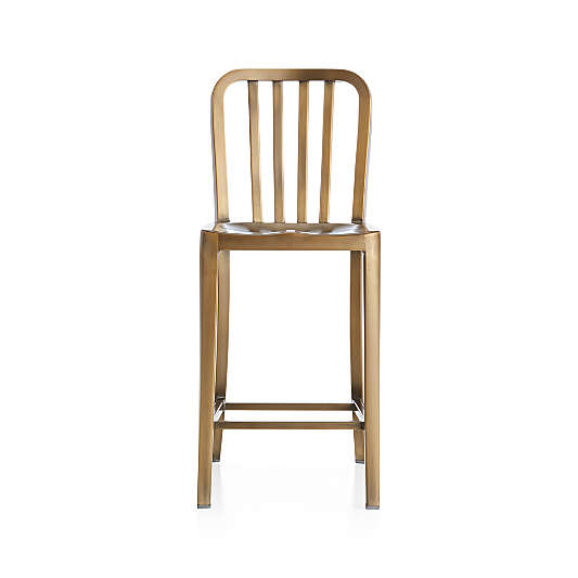 Delta Brass Counter Stool with Felt Grey Cushion