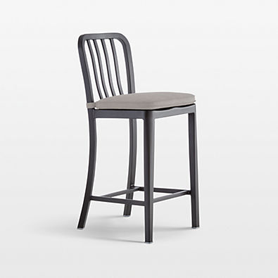 View Delta Matte Black Counter Stool with Alloy Grey Cushion details