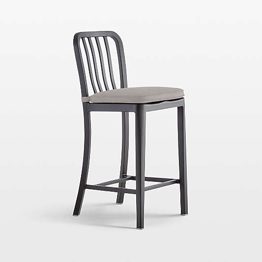 Delta Matte Black Counter Stool with Alloy Grey Cushion