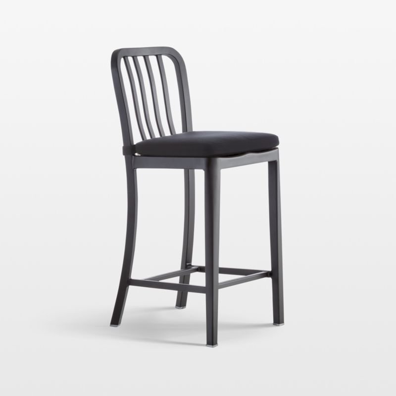 Delta Matte Black Counter Stool with Black Cushion