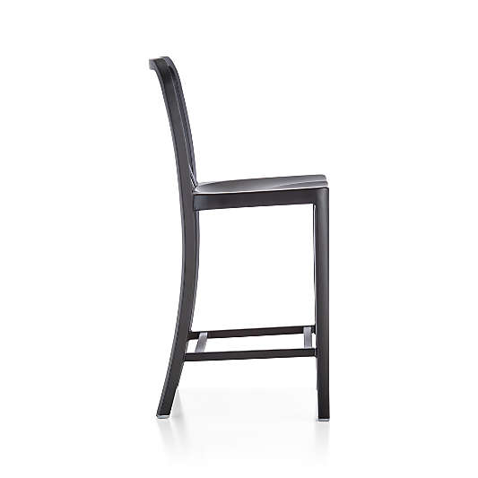 Delta Matte Black Counter Stool with Alloy Grey Cushion