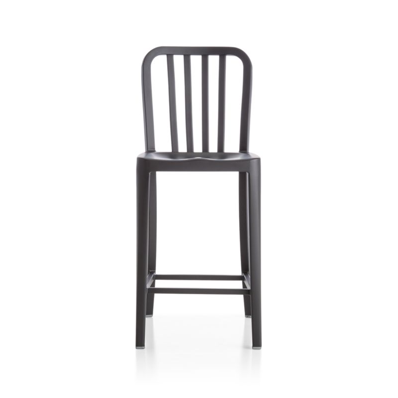 Delta Matte Black Counter Stool with Alloy Grey Cushion - image 2 of 6