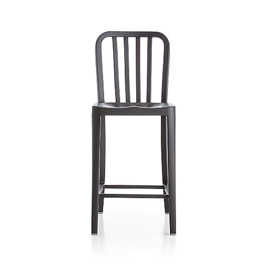 Delta Matte Black Counter Stool with Alloy Grey Cushion