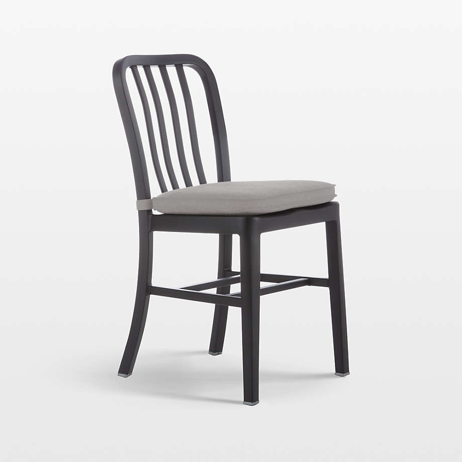 Delta Matte Black Side Chair with Alloy Grey Cushion