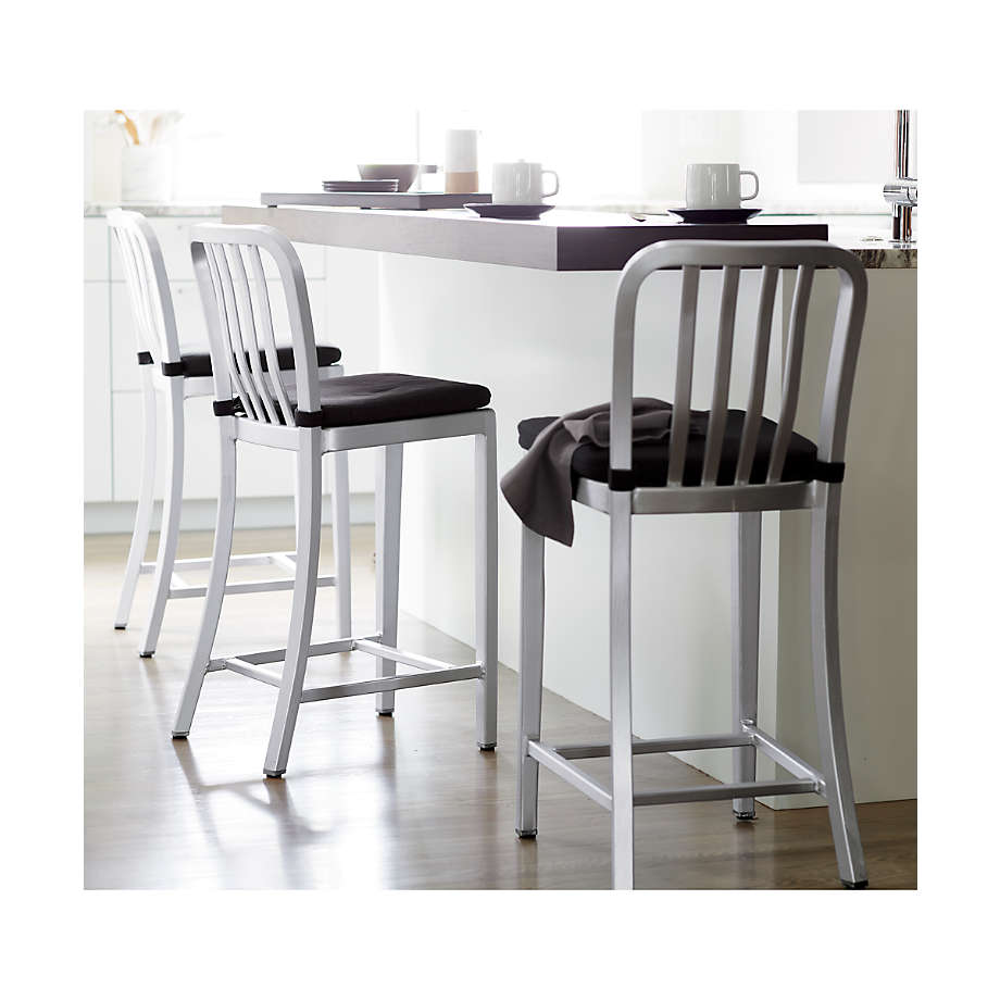 Delta Aluminum Metal Counter Stool with Alloy Grey Cushion