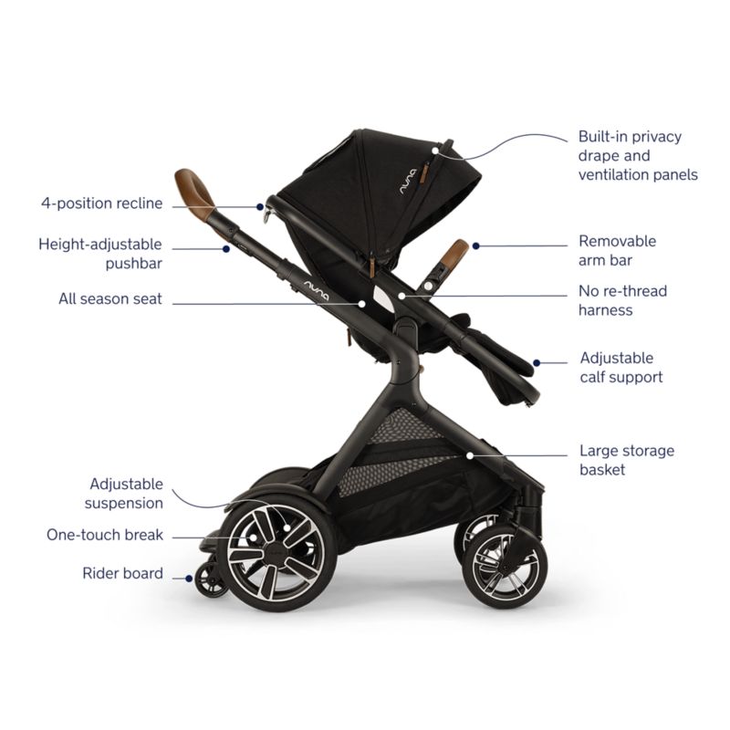 Nuna ® DEMI ™ next Black Caviar Baby Stroller with Ride-Along Board - image 6 of 7