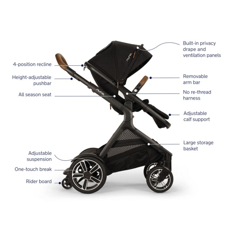 Nuna ® DEMI ™ next Light Brown Hazelwood Baby Stroller with Ride-Along Board - image 10 of 12