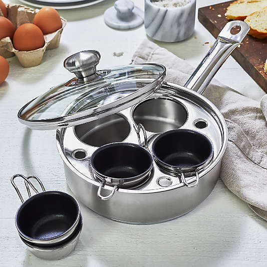 Demeyere Resto 4-Cup Stainless Steel Egg Poacher Set