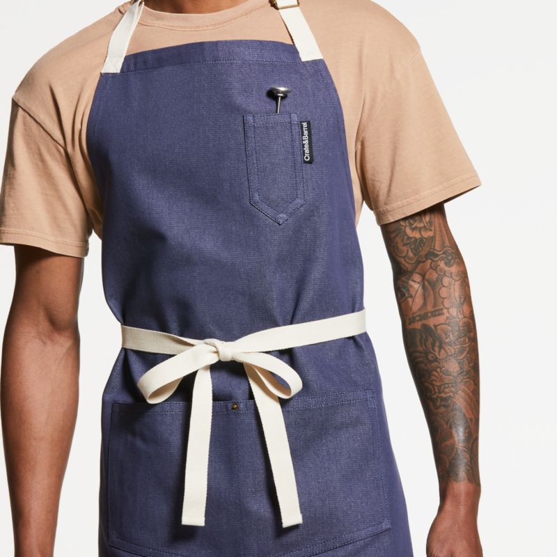 Indigo Organic Cotton Kitchen Apron with Pockets - image 3 of 7