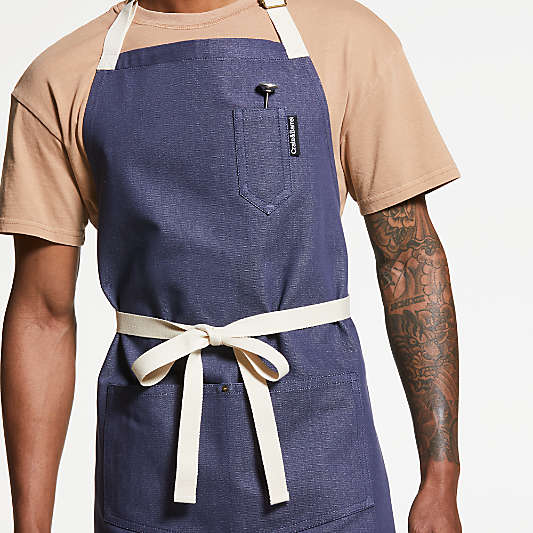 Indigo Organic Cotton Kitchen Apron with Pockets