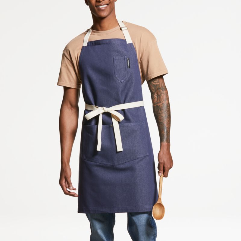 Indigo Organic Cotton Kitchen Apron with Pockets - image 1 of 7