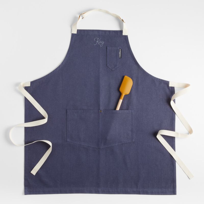 Indigo Organic Cotton Kitchen Apron with Pockets - image 4 of 7