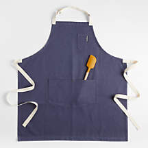 Indigo Organic Cotton Kitchen Apron with Pockets + Reviews | Crate & Barrel
