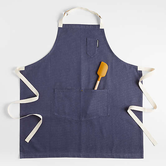 Indigo Organic Cotton Kitchen Apron with Pockets