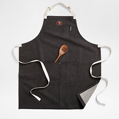View NFL San Francisco 49ers Black Organic Cotton Kitchen Apron with Pockets details