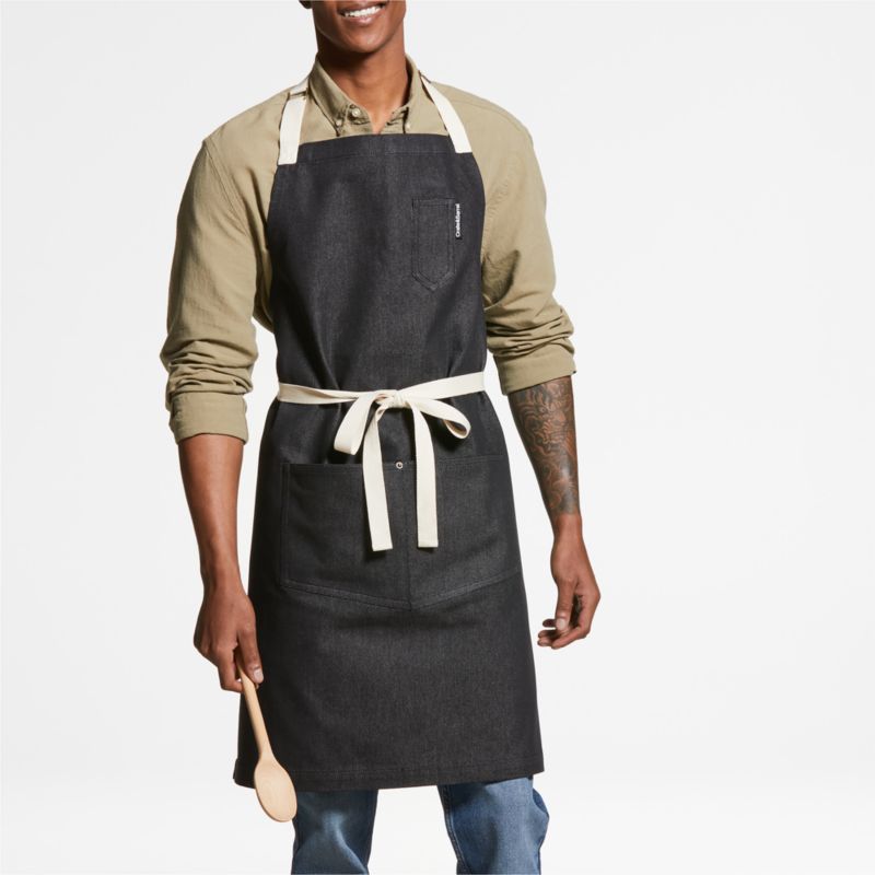 Black Organic Cotton Kitchen Apron with Pockets - image 1 of 10