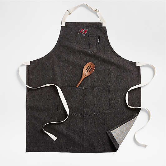 NFL Tampa Bay Buccaneers Black Organic Cotton Kitchen Apron with Pockets