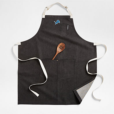 View NFL Detroit Lions Black Organic Cotton Kitchen Apron with Pockets details