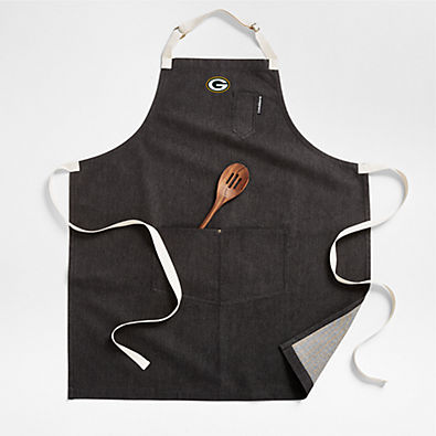 View NFL Green Bay Packers Black Organic Cotton Kitchen Apron with Pockets details