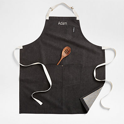 View Black Organic Cotton Kitchen Apron with Pockets details