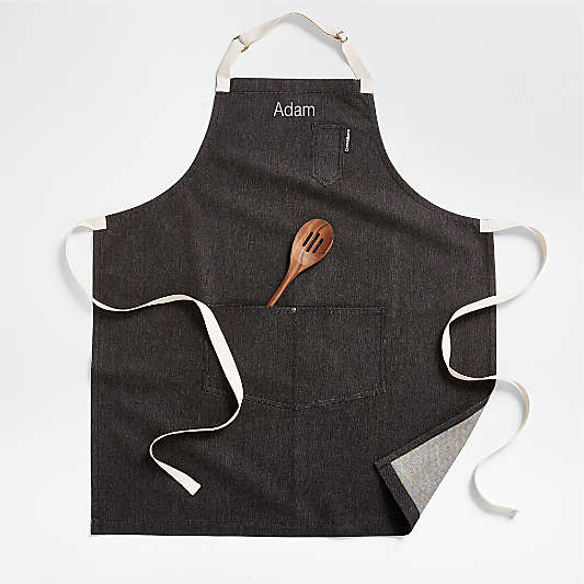 Black Organic Cotton Kitchen Apron with Pockets