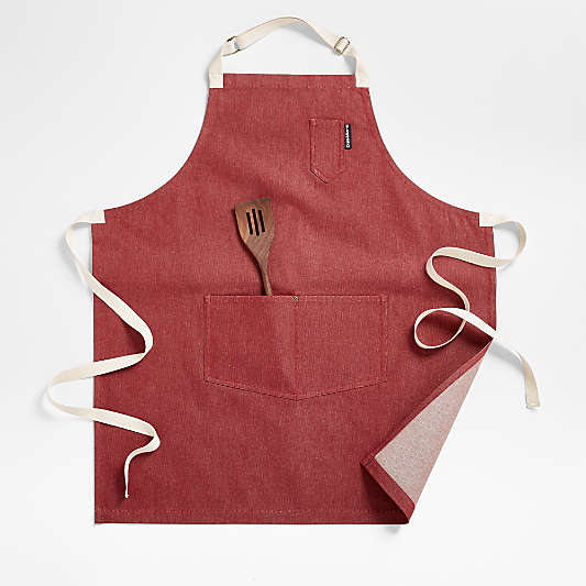 Brick Red Kitchen Apron with Pockets