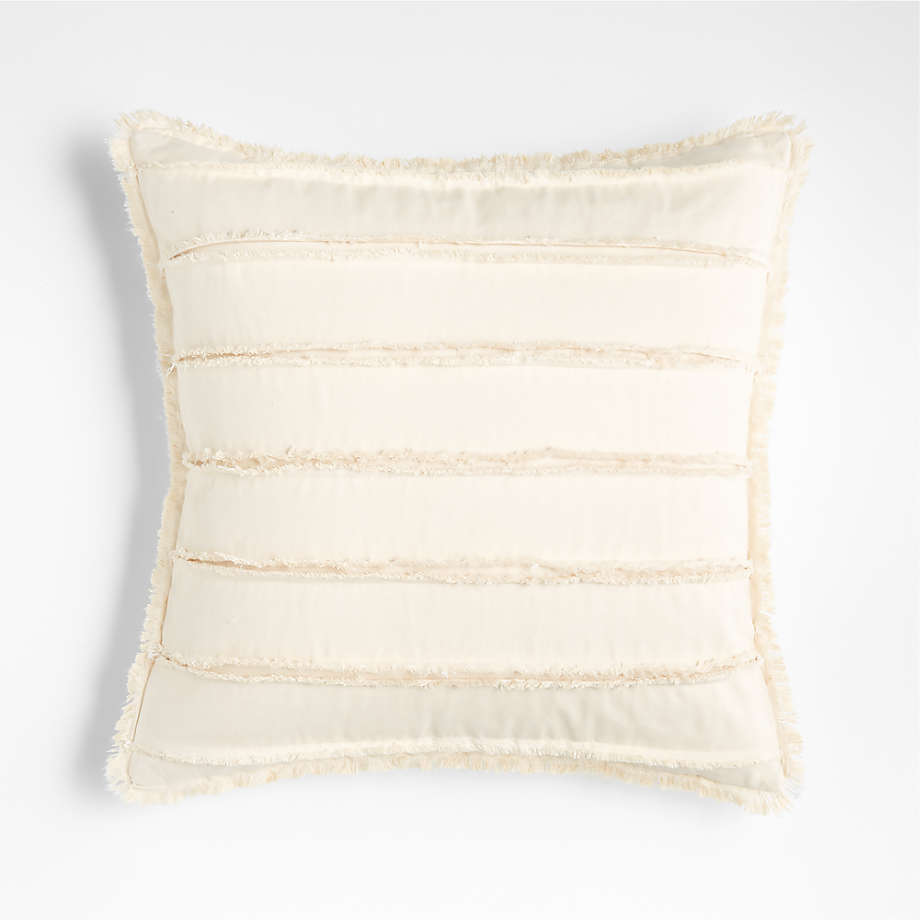 Denim 20"x20" Square White Decorative Throw Pillow Cover with Feather