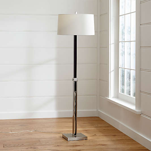 Denley Nickel Floor Lamp with Espresso Wood