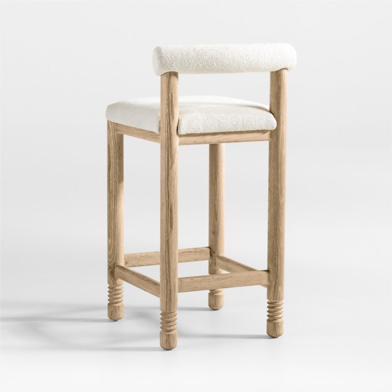 Revival Boucle Oak Counter Stool by Athena Calderone