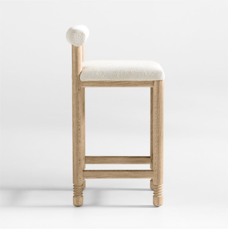 Revival Boucle Oak Counter Stool by Athena Calderone