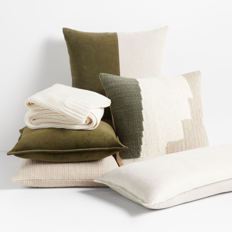 Corby Geometric Desert Green Pillow Throw Pillow Arrangement Crate & Barrel