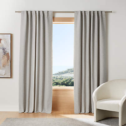 Desmond Cotton Pebble Grey Blackout Window Curtain Panel with Lining 52"x96"