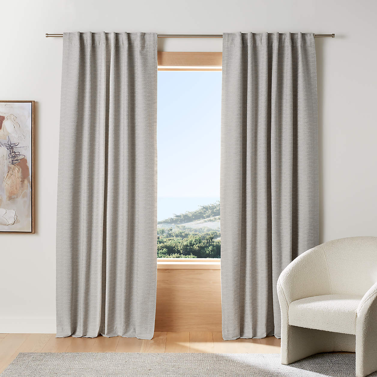 Desmond Cotton Pebble Grey Blackout Window Curtain Panel with Lining 52