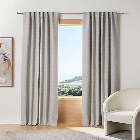 Desmond Cotton Pebble Grey Blackout Window Curtain Panel with Lining 52"x120"