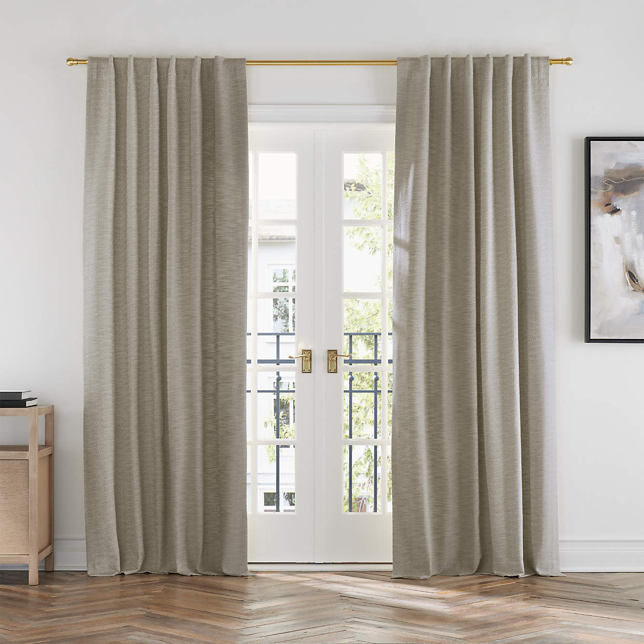 Desmond Cotton Warm Beige Blackout Window Curtain Panel with Lining 52