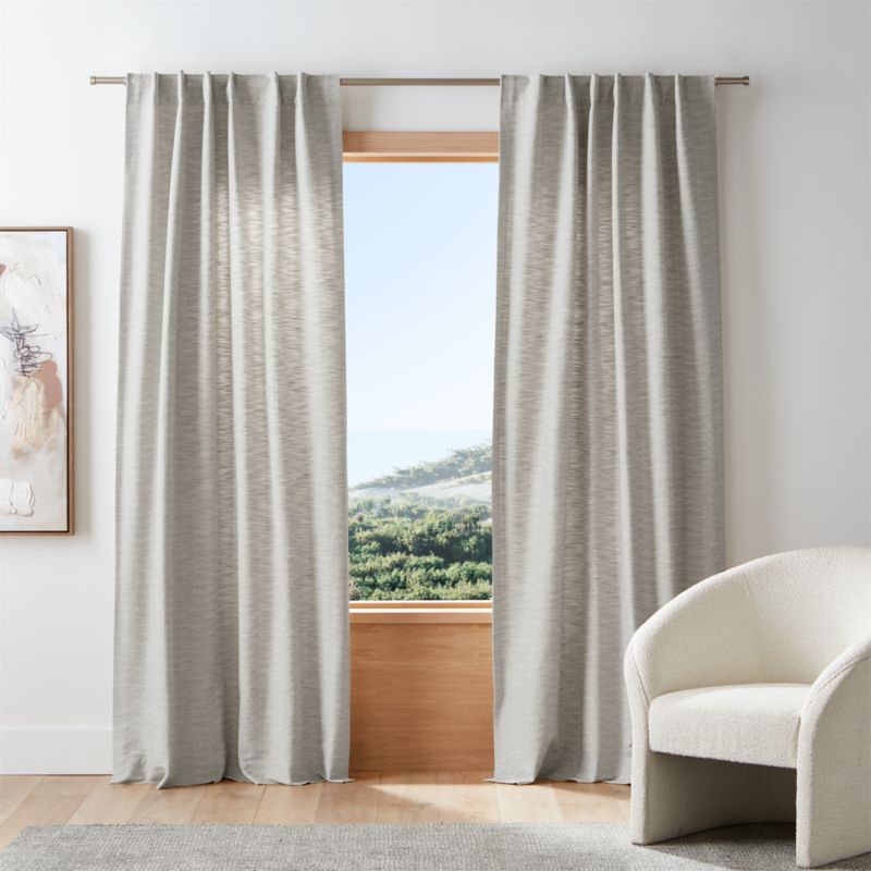 Desmond Cotton Pebble Grey Window Curtain Panel with Lining 52"x120" - image 0 of 7