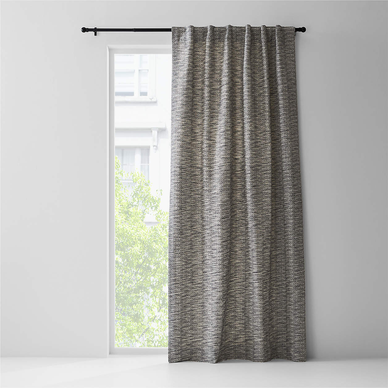 Desmond Cotton Storm Grey Window Curtain Panel with Lining 52"x84