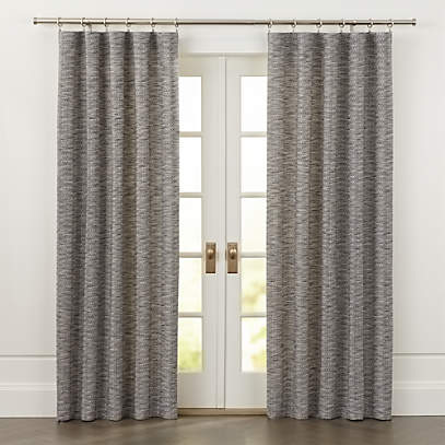 Desmond Dark Grey Cotton Curtains, Dark Grey Curtains With White Pattern