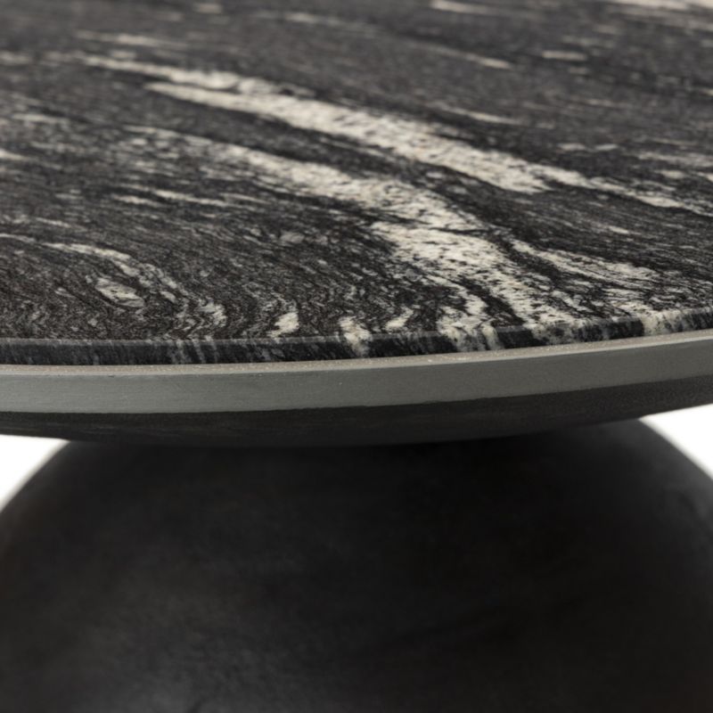 Dev Black Marble and Grey Metal 35" Round Coffee Table - image 5 of 11