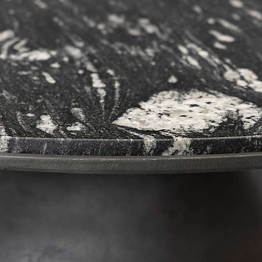 Dev Black Marble and Grey Metal 35" Round Coffee Table