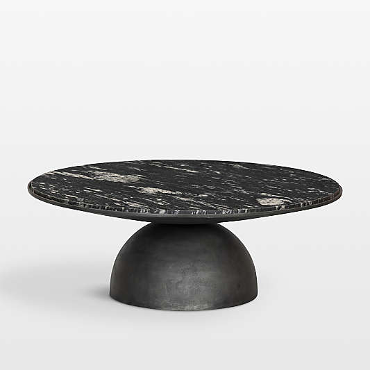 Dev Black Marble and Grey Metal 47" Round Coffee Table