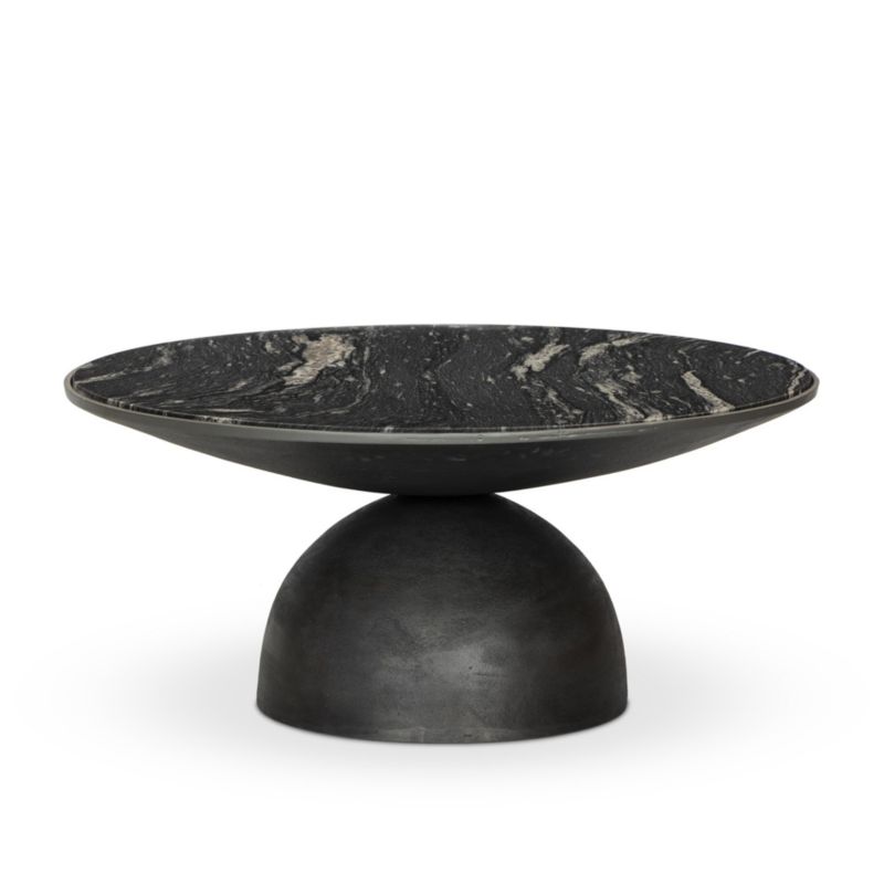 Dev Black Marble and Grey Metal 35" Round Coffee Table - image 3 of 11