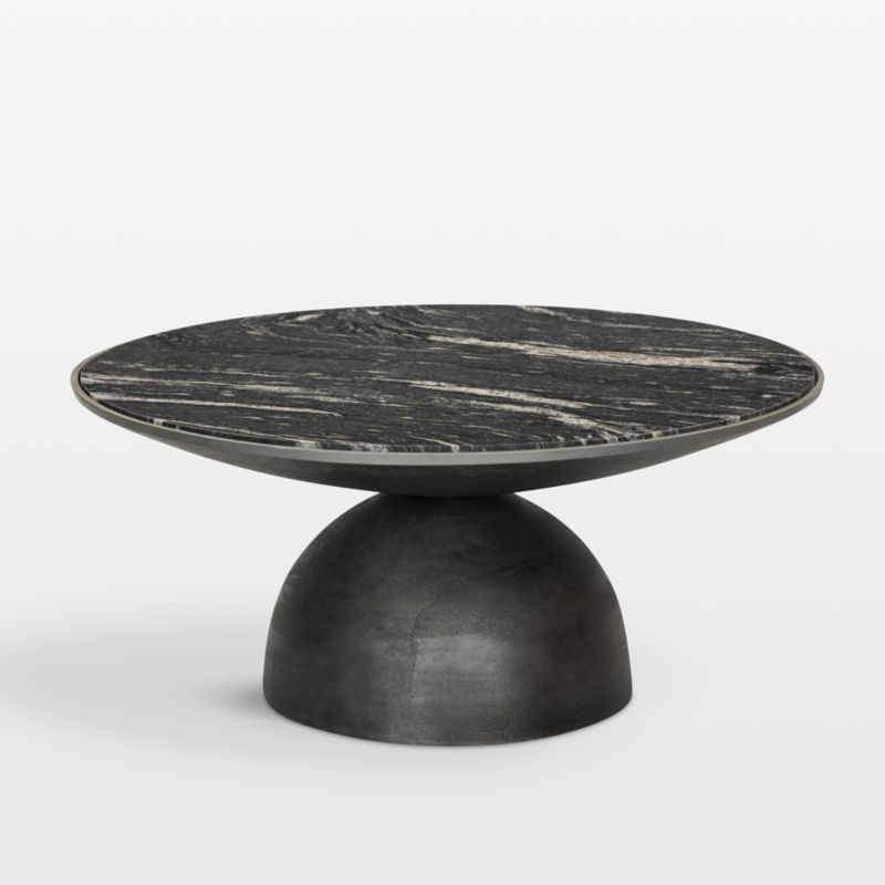 Dev Black Marble and Grey Metal 35" Round Coffee Table - image 0 of 11